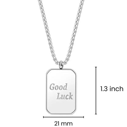 GOOD LUCK DOG TAG - 21mm Pure Titanium Steel Pendant with 23inch Round Box 4mm Chain for Men & Boys — SS Pendant/ Necklace for Men | THE MEN THING