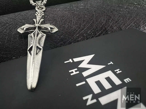 GOT SWORD -  Alloy Pendant with Pure Stainless Steel  24inch Round Box Chain, American trending Style for Men & Boys
