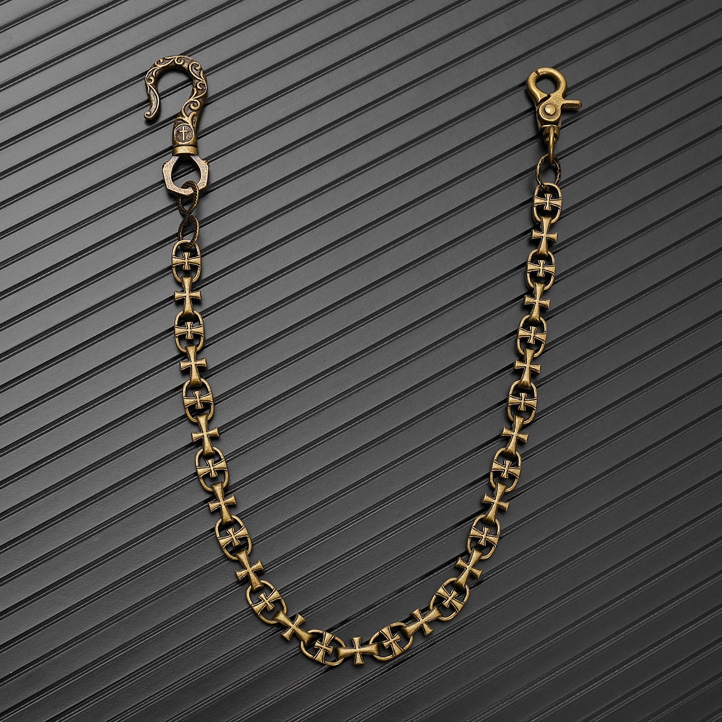 GOTHIC CROSS - Antique Bronze13mm Titanium Steel Heavy Biker Chain for Jeans with Lobster Clasps for Men & Boys - 20 inch - THE MEN THING