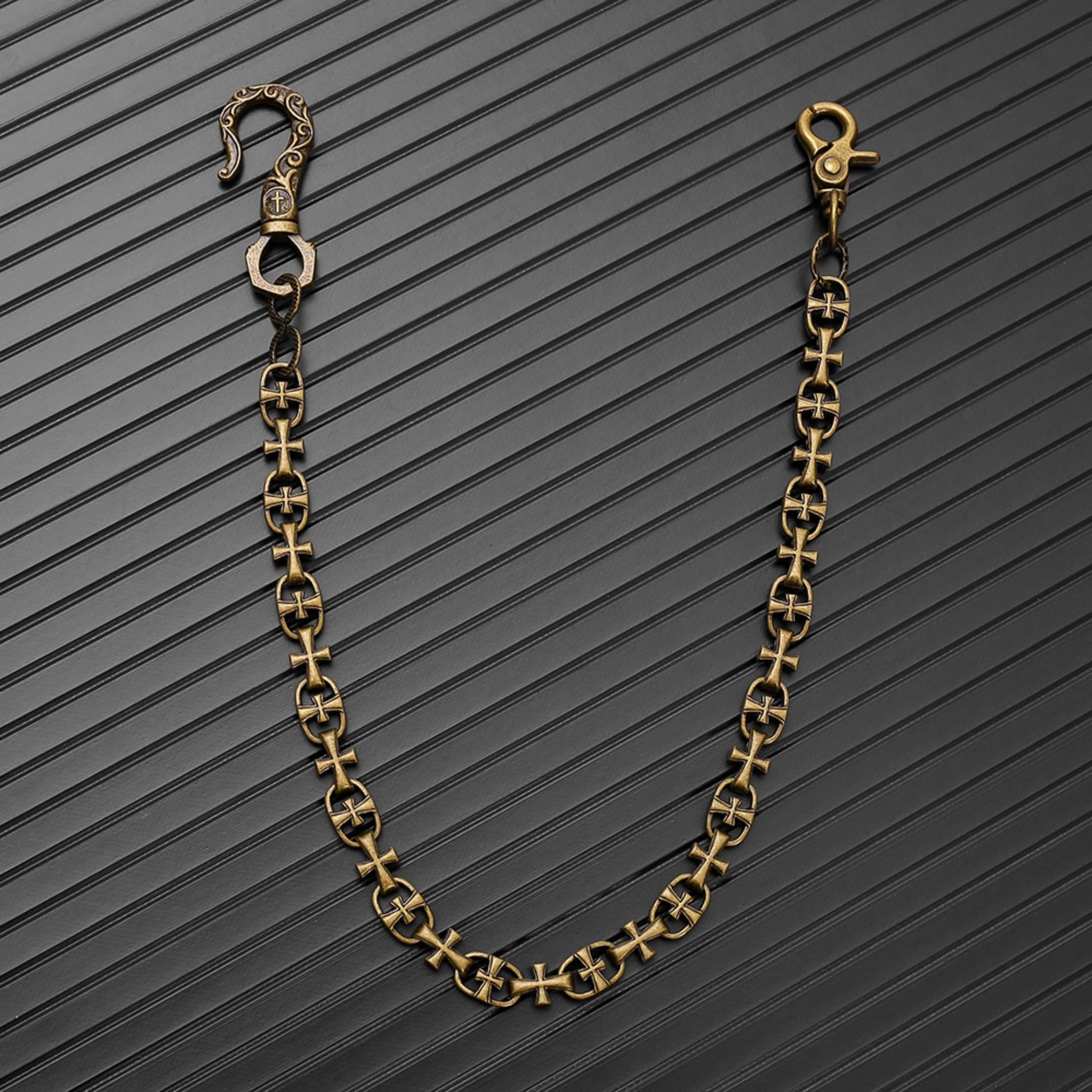 GOTHIC CROSS - Antique Bronze13mm Titanium Steel Heavy Biker Chain for Jeans with Lobster Clasps for Men & Boys - 20 inch - THE MEN THING