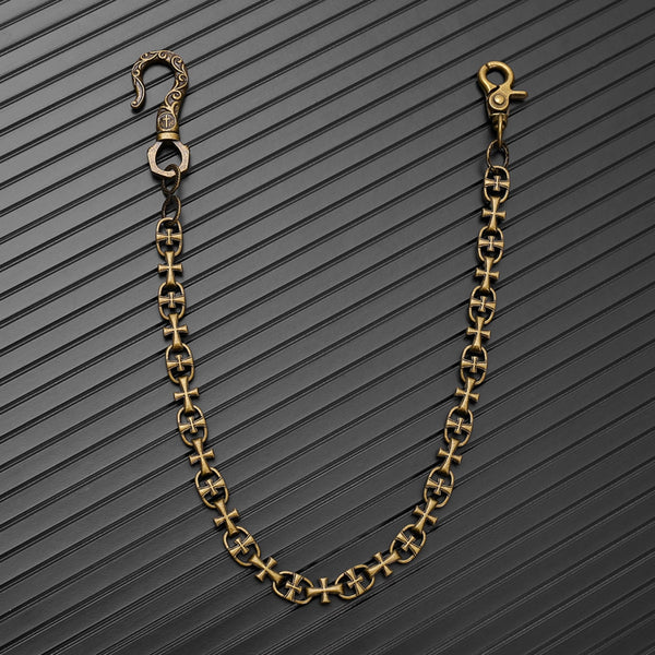 GOTHIC CROSS - Antique Bronze13mm Titanium Steel Heavy Biker Chain for Jeans with Lobster Clasps for Men & Boys - 20 inch