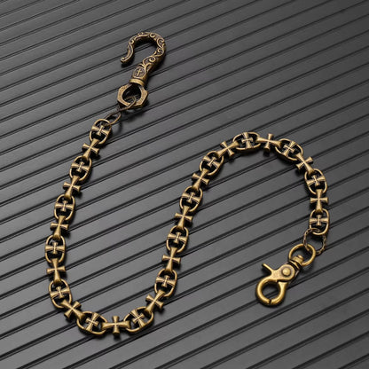 GOTHIC CROSS - Antique Bronze13mm Titanium Steel Heavy Biker Chain for Jeans with Lobster Clasps for Men & Boys - 20 inch - THE MEN THING