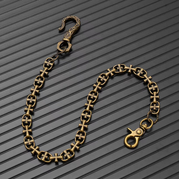 GOTHIC CROSS - Antique Bronze13mm Titanium Steel Heavy Biker Chain for Jeans with Lobster Clasps for Men & Boys - 20 inch