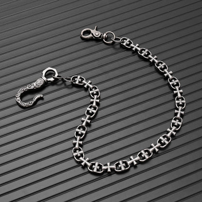 GOTHIC CROSS - Antique Steel 13mm Titanium Steel Heavy Biker Chain for Jeans with Lobster Clasps for Men & Boys - 20 inch - THE MEN THING