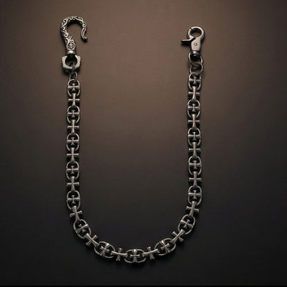 GOTHIC CROSS - Antique Steel 13mm Titanium Steel Heavy Biker Chain for Jeans with Lobster Clasps for Men & Boys - 20 inch - THE MEN THING