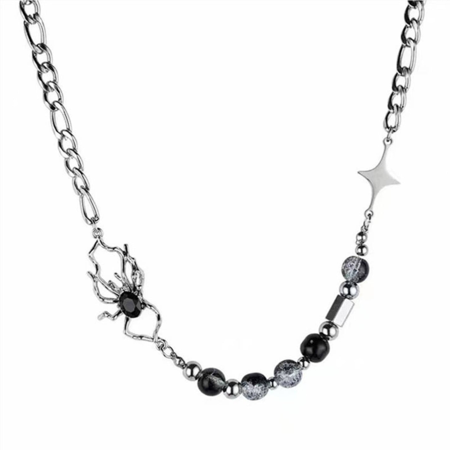 GOTHIC SPIDER - Titanium Steel Pendant with 17 to 20inch Adjustable Cube 8mm Chain for Men & Boys — SS Pendant/ Necklace for Men | THE MEN THING