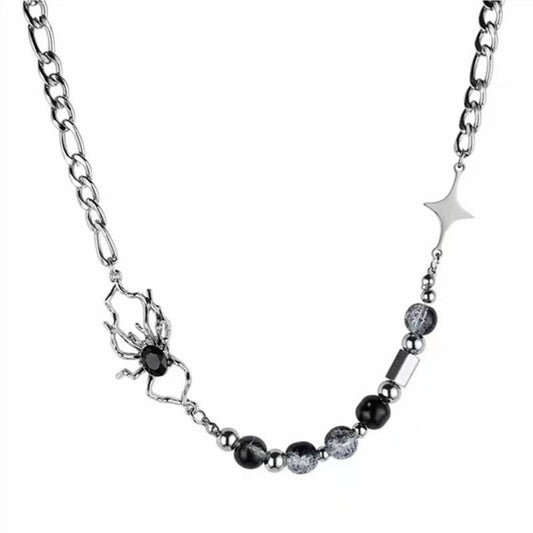 GOTHIC SPIDER - Titanium Steel Pendant with 17 to 20inch Adjustable Cube 8mm Chain for Men & Boys - THE MEN THING