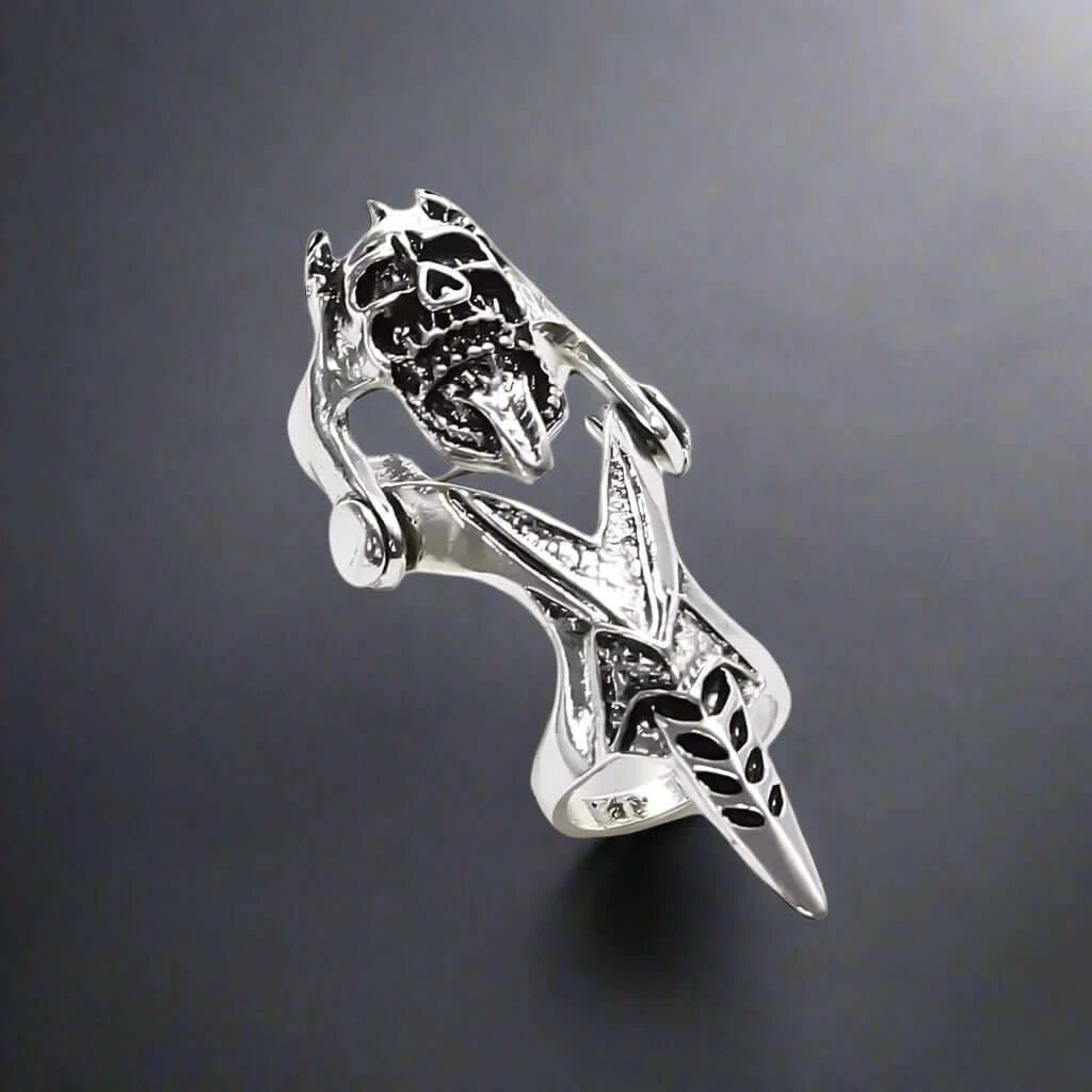 GOTHICKULL - Gothic Skull Knuckle Adjustable joint Full Finger Ring for Men & Boys - THE MEN THING