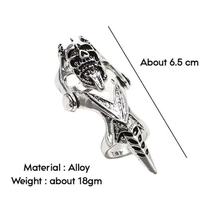 GOTHICKULL - Gothic Skull Knuckle Adjustable joint Full Finger Ring for Men & Boys - THE MEN THING