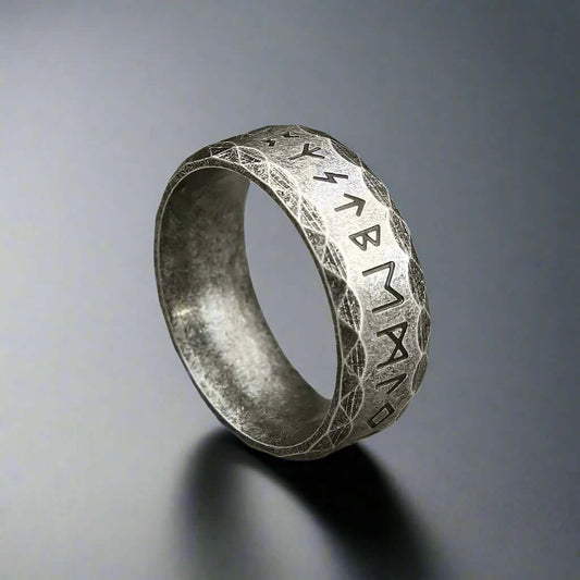 GREEK STONE ANCIENT - Titanium Steel, Odin Norse Viking Rings for Men ( Size - 17-21- 24) - THE MEN THING