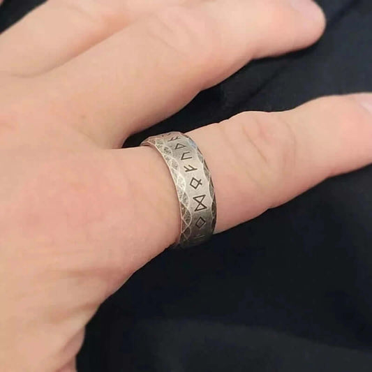 GREEK STONE ANCIENT - Titanium Steel, Odin Norse Viking Rings for Men ( Size - 17-21- 24) - THE MEN THING