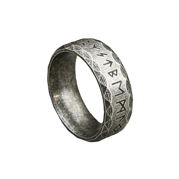 GREEK STONE ANCIENT - Titanium Steel, Odin Norse Viking Rings for Men ( Size - 17-21- 24) — Rings for Men | THE MEN THING