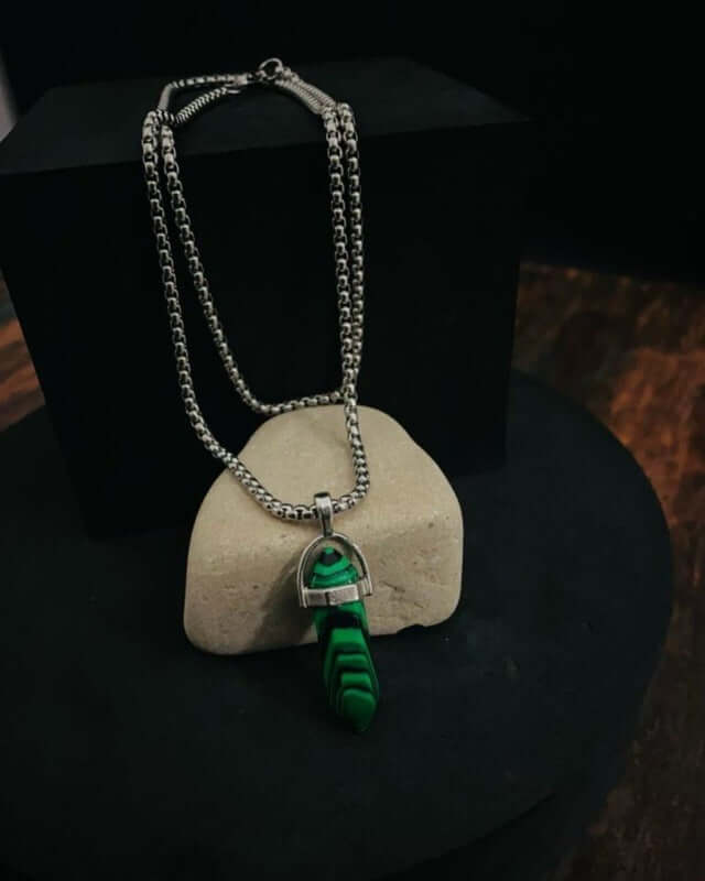 GREEN LAVA WARRIOR - Spanish Style Neckware with  Pure Stainless Steel 24inch Chain for Men- Round Box Chain & Pendant for Men & Boy - THE MEN THING