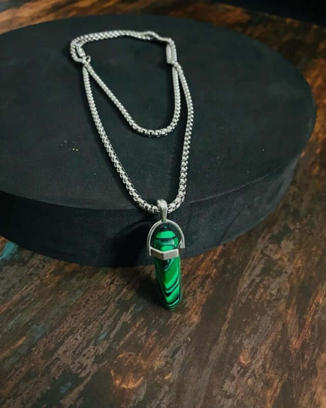 GREEN LAVA WARRIOR - Spanish Style Neckware with  Pure Stainless Steel 24inch Chain for Men- Round Box Chain & Pendant for Men & Boy - THE MEN THING