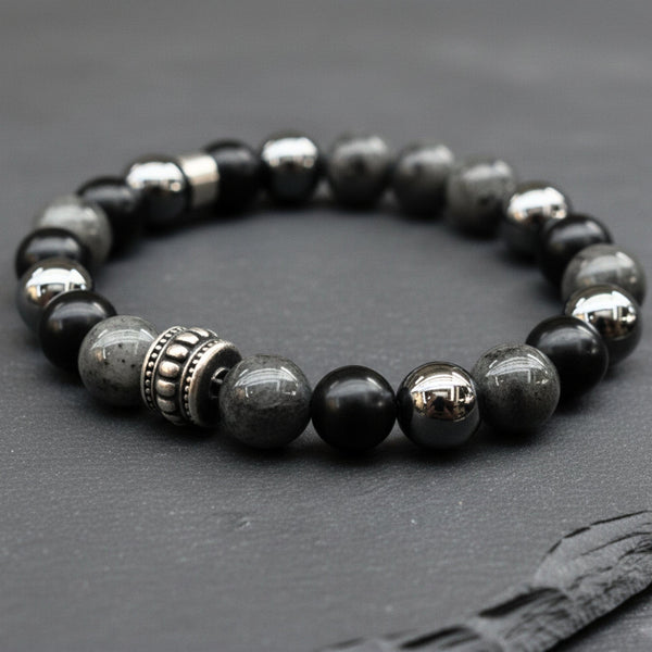 GREYHAWK - 12mm Beads Bracelet with Natural Stone - Adjustable Bracelet