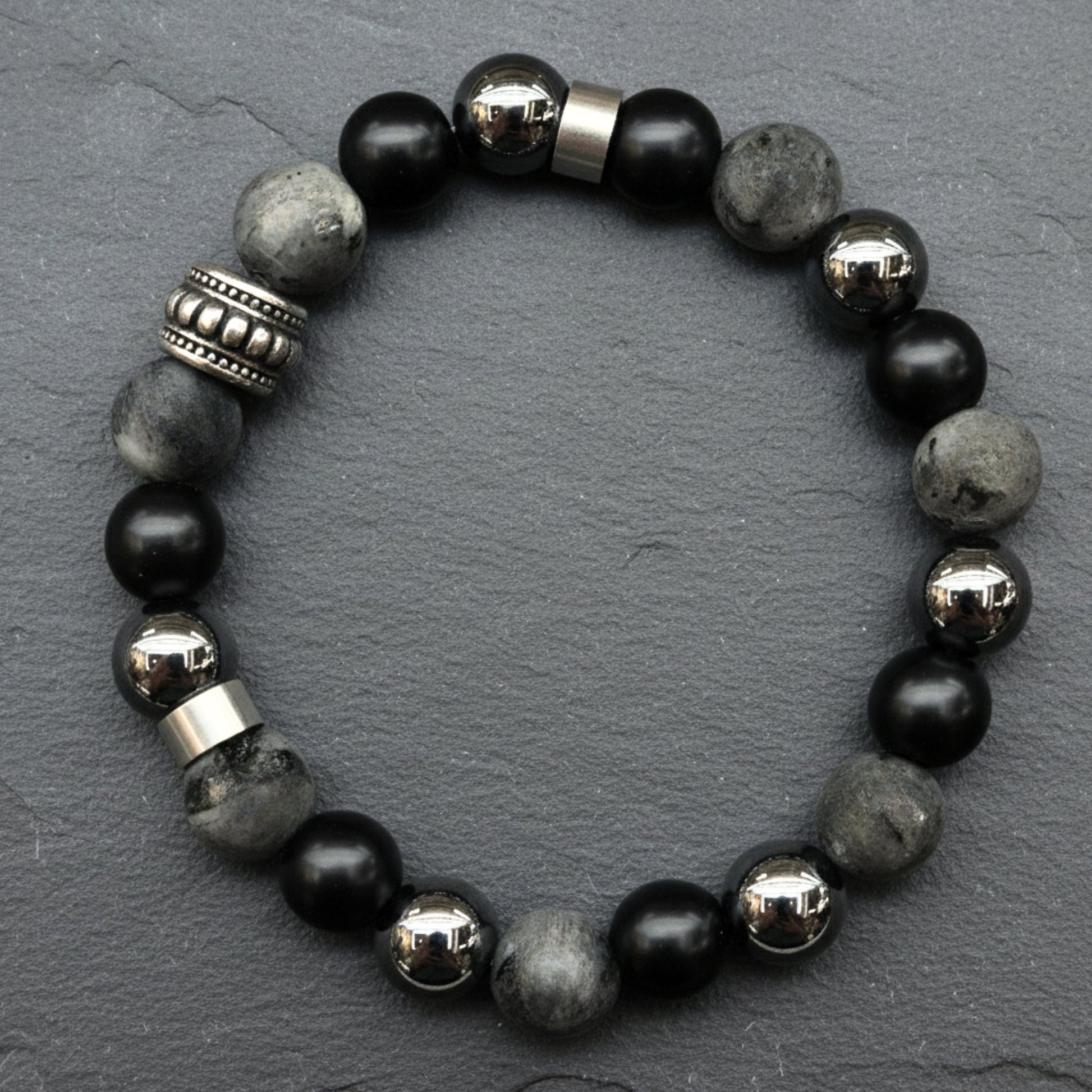 GREYHAWK - 12mm Beads Bracelet with Natural Stone - Adjustable Bracelet — Bead Bracelet for Men | THE MEN THING