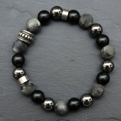 GREYHAWK - 12mm Beads Bracelet with Natural Stone - Adjustable Bracelet — Bead Bracelet for Men | THE MEN THING