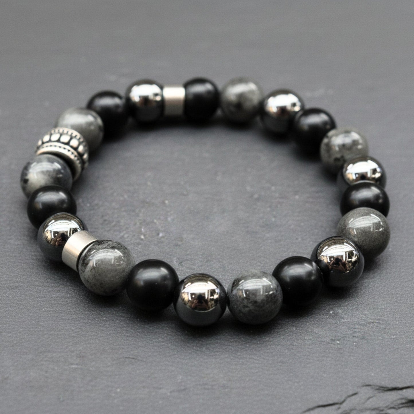 GREYHAWK - 12mm Beads Bracelet with Natural Stone - Adjustable Bracelet — Bead Bracelet for Men | THE MEN THING