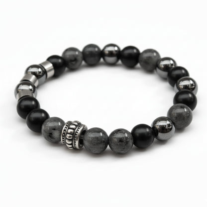 GREYHAWK - 12mm Beads Bracelet with Natural Stone - Adjustable Bracelet — Bead Bracelet for Men | THE MEN THING