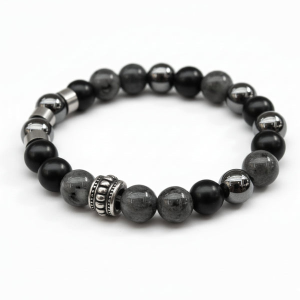GREYHAWK - 12mm Beads Bracelet with Natural Stone - Adjustable Bracelet