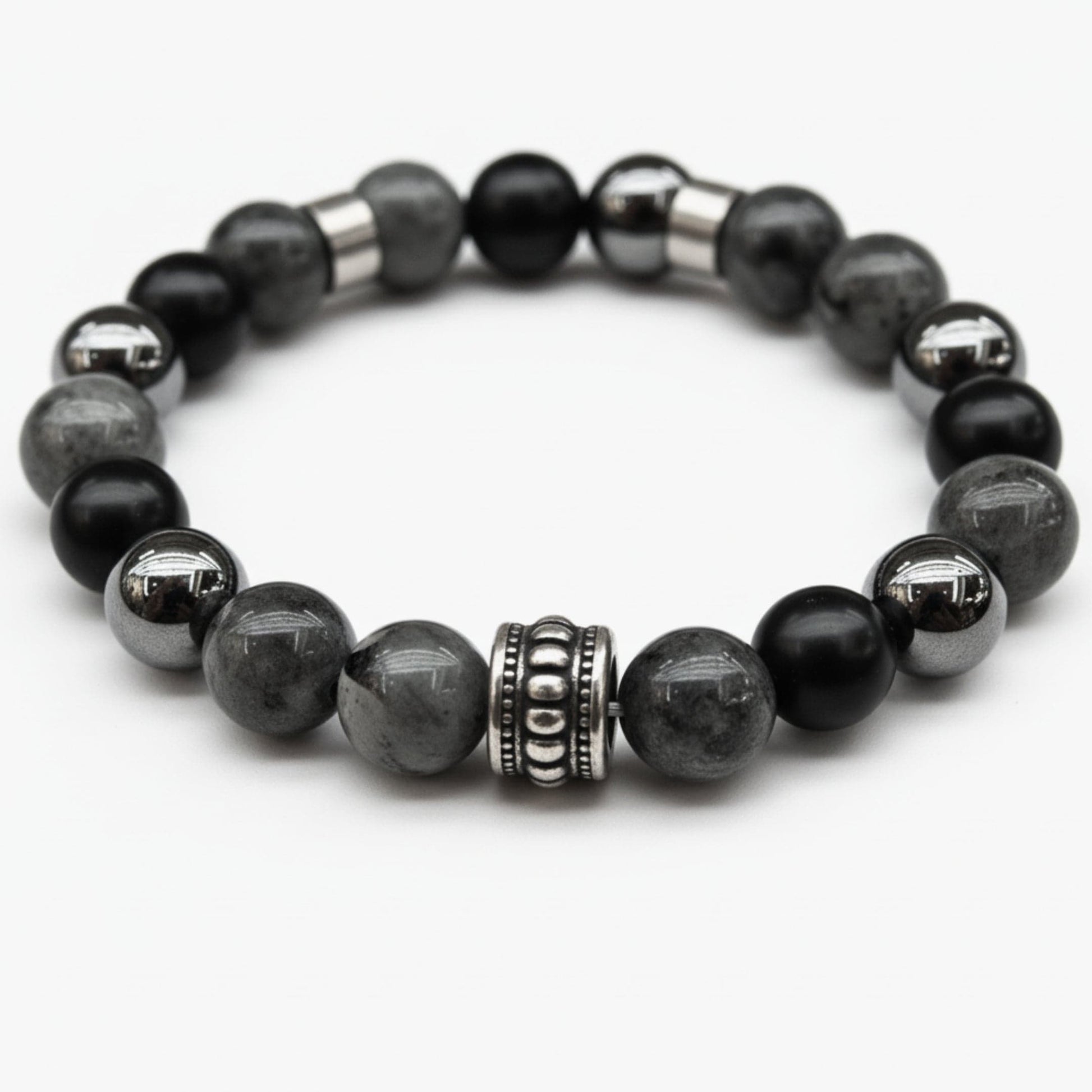 GREYHAWK - 12mm Beads Bracelet with Natural Stone - Adjustable Bracelet — Bead Bracelet for Men | THE MEN THING