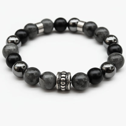 GREYHAWK - 12mm Beads Bracelet with Natural Stone - Adjustable Bracelet — Bead Bracelet for Men | THE MEN THING