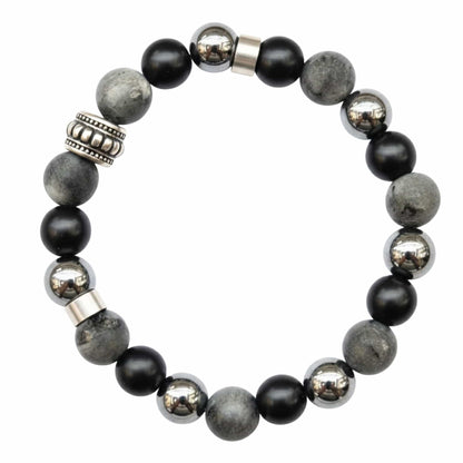 GREYHAWK - 12mm Beads Bracelet with Natural Stone - Adjustable Bracelet — Bead Bracelet for Men | THE MEN THING