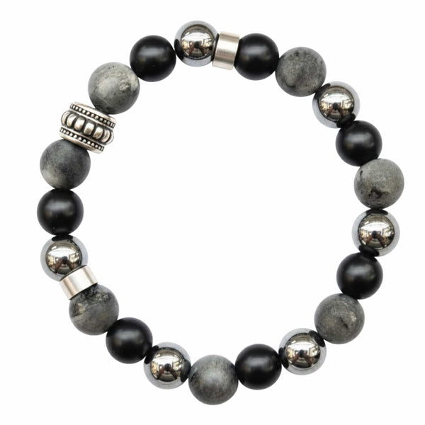 GREYHAWK - 12mm Beads Bracelet with Natural Stone - Adjustable Bracelet