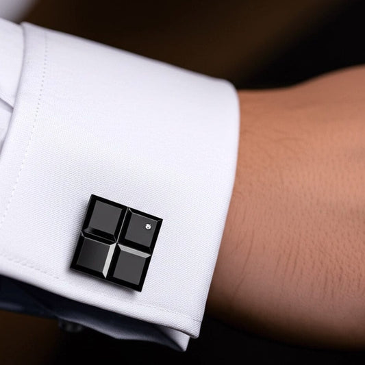 GRID LUXE - Black Tone - Titanium Steel Cufflinks for Men and Boys - THE MEN THING