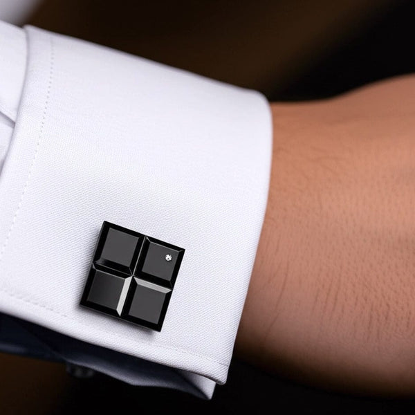 GRID LUXE - Black Tone - Titanium Steel Cufflinks for Men and Boys