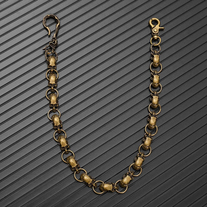 GRIM LINK - Antique Gold 19mm Titanium Steel Skull Heavy Biker Chain for Jeans with Lobster Clasps for Men & Boys - 22 inch — Biker Fashion for Men | THE MEN THING