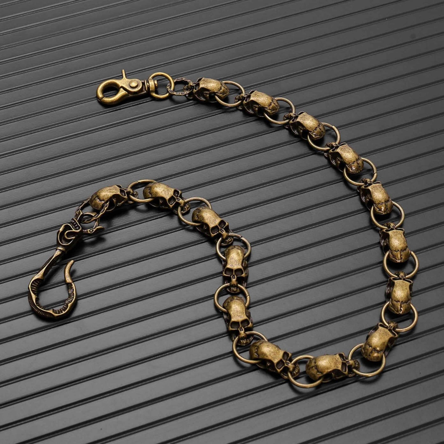 GRIM LINK - Antique Gold 19mm Titanium Steel Skull Heavy Biker Chain for Jeans with Lobster Clasps for Men & Boys - 22 inch — Biker Fashion for Men | THE MEN THING
