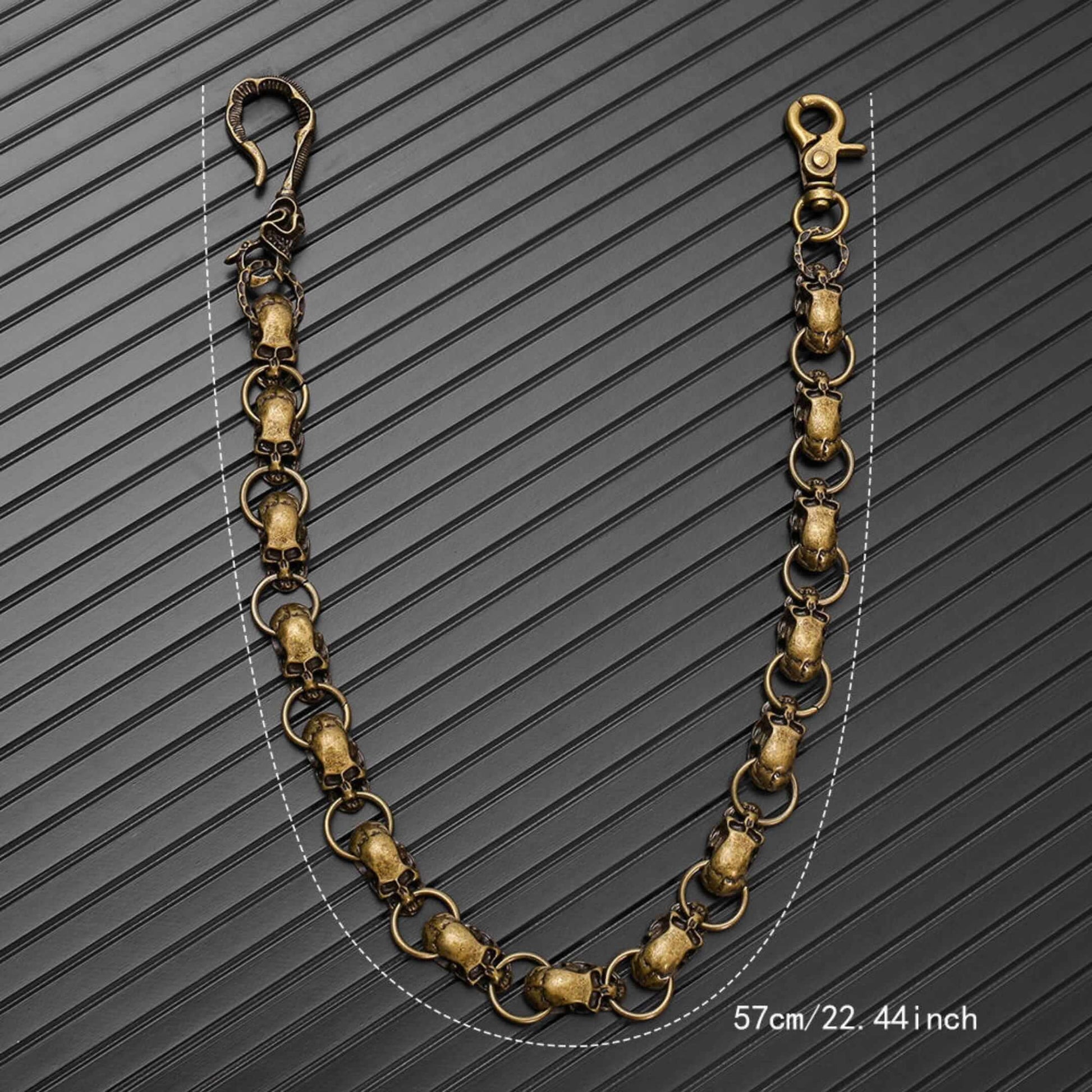 GRIM LINK - Antique Gold 19mm Titanium Steel Skull Heavy Biker Chain for Jeans with Lobster Clasps for Men & Boys - 22 inch — Biker Fashion for Men | THE MEN THING