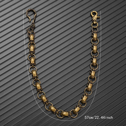 GRIM LINK - Antique Gold 19mm Titanium Steel Skull Heavy Biker Chain for Jeans with Lobster Clasps for Men & Boys - 22 inch — Biker Fashion for Men | THE MEN THING