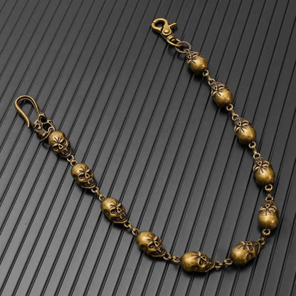 GRIMEX SKULL - Antique Gold 18mm Titanium Steel Skull Heavy Biker Chain for Jeans with Lobster Clasps for Men & Boys - 22 inch — Biker Fashion for Men | THE MEN THING