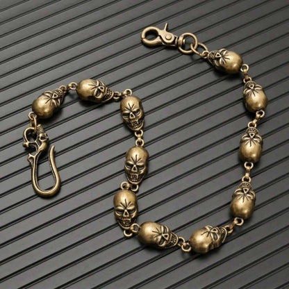 GRIMEX SKULL - Antique Gold 18mm Titanium Steel Skull Heavy Biker Chain for Jeans with Lobster Clasps for Men & Boys - 22 inch — Biker Fashion for Men | THE MEN THING