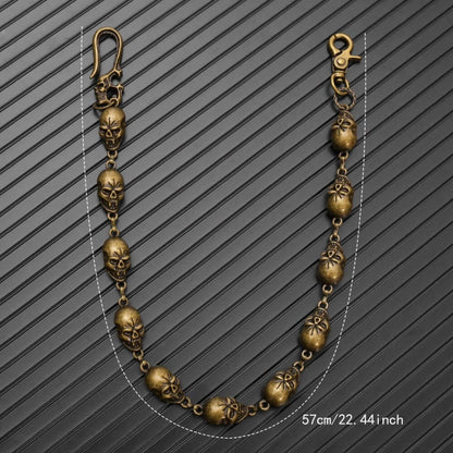 GRIMEX SKULL - Antique Gold 18mm Titanium Steel Skull Heavy Biker Chain for Jeans with Lobster Clasps for Men & Boys - 22 inch — Biker Fashion for Men | THE MEN THING