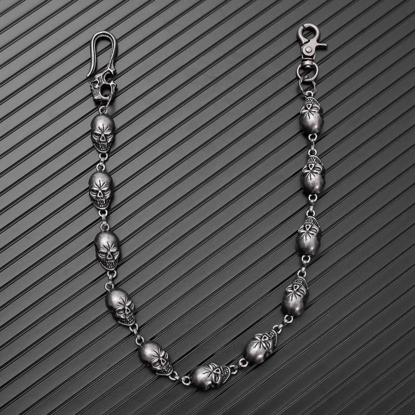 GRIMEX SKULL - Antique Steel 18mm Titanium Steel Skull Heavy Biker Chain for Jeans with Lobster Clasps for Men & Boys - 22 inch - THE MEN THING