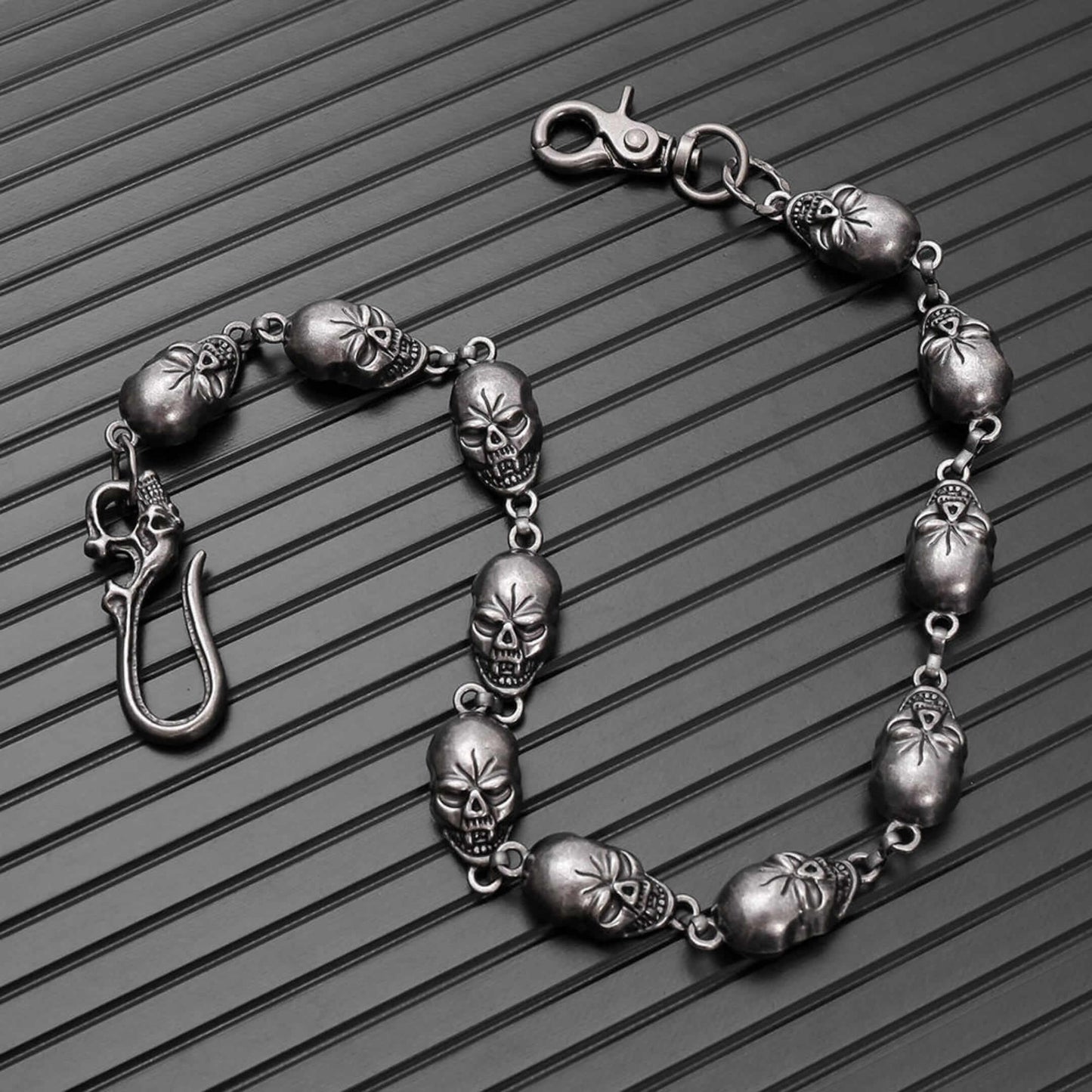 GRIMEX SKULL - Antique Steel 18mm Titanium Steel Skull Heavy Biker Chain for Jeans with Lobster Clasps for Men & Boys - 22 inch - THE MEN THING