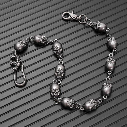 GRIMEX SKULL - Antique Steel 18mm Titanium Steel Skull Heavy Biker Chain for Jeans with Lobster Clasps for Men & Boys - 22 inch - THE MEN THING