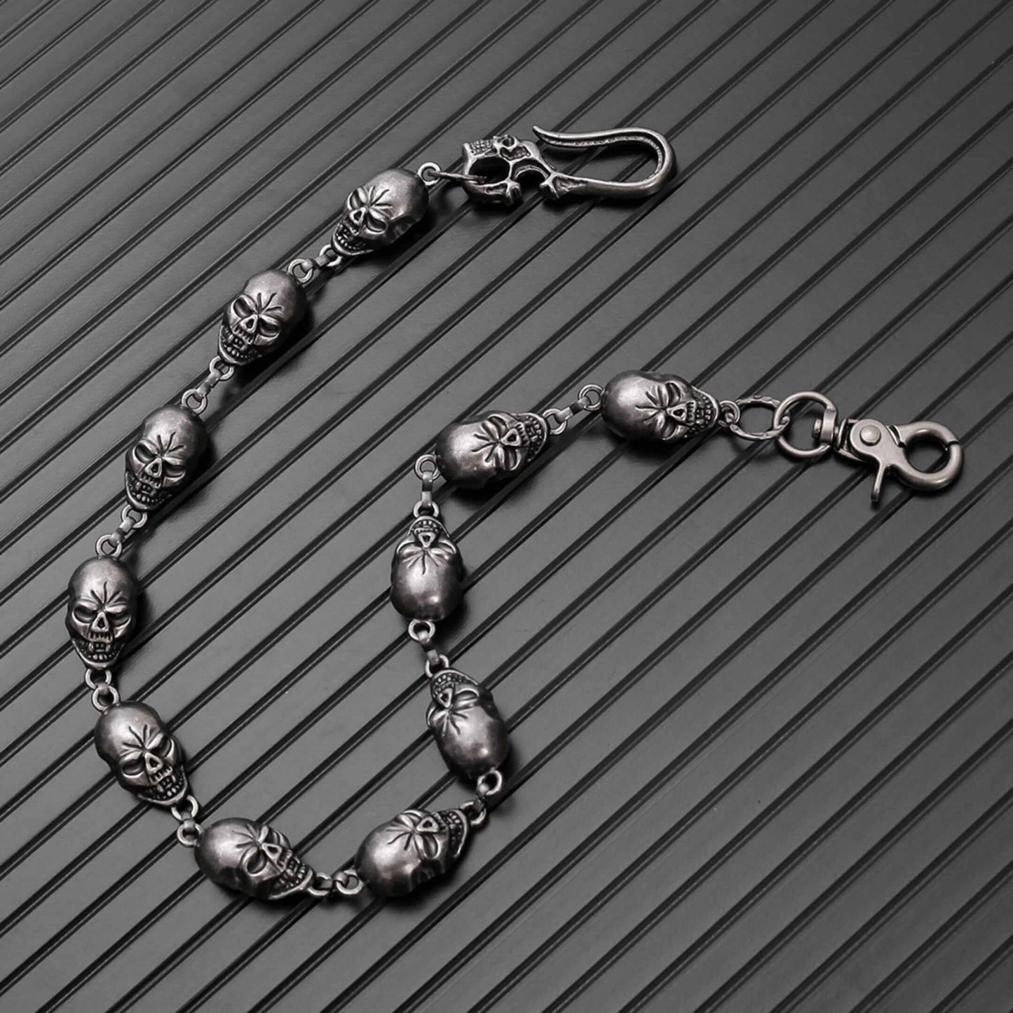 GRIMEX SKULL - Antique Steel 18mm Titanium Steel Skull Heavy Biker Chain for Jeans with Lobster Clasps for Men & Boys - 22 inch - THE MEN THING