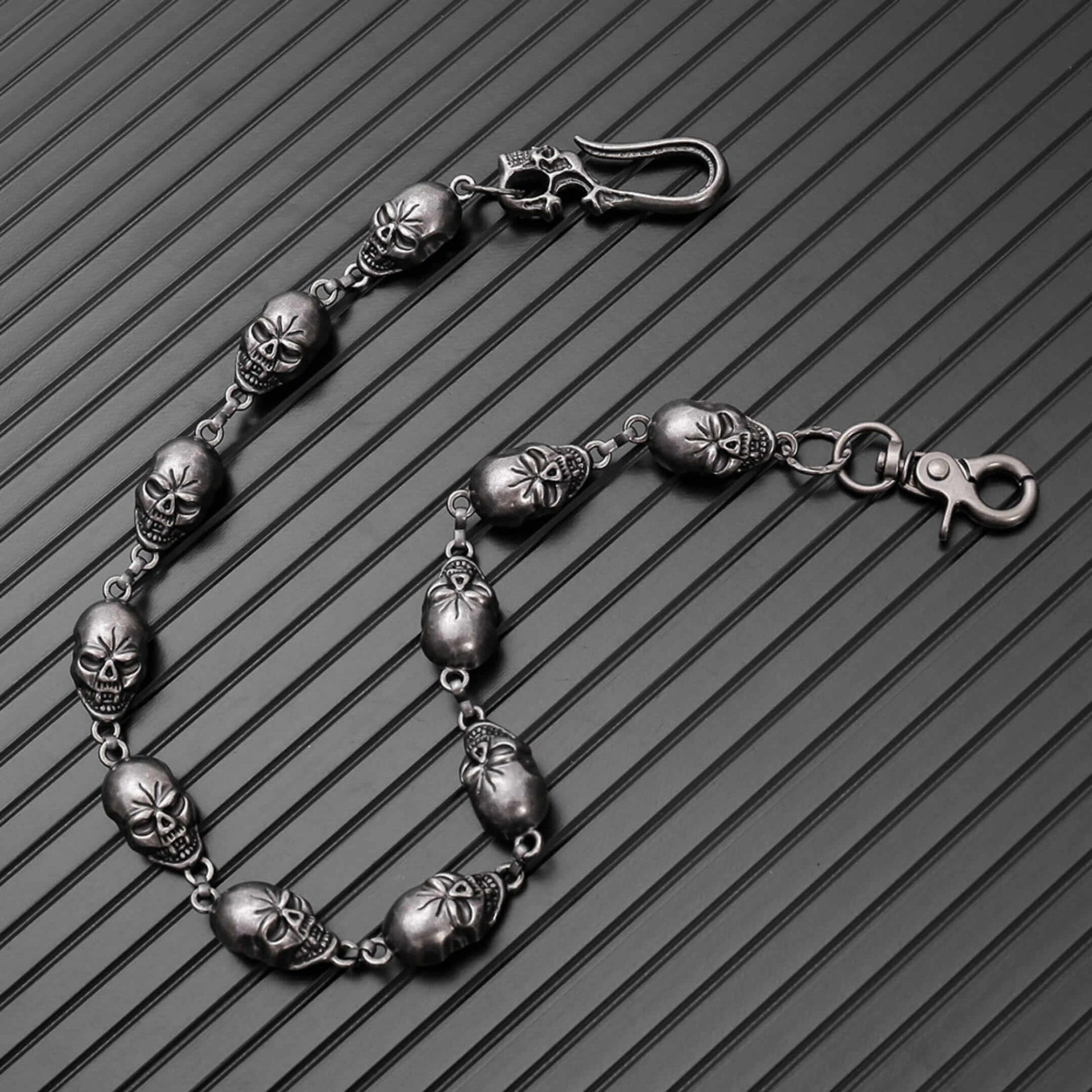 GRIMEX SKULL - Antique Steel 18mm Titanium Steel Skull Heavy Biker Chain for Jeans with Lobster Clasps for Men & Boys - 22 inch - THE MEN THING