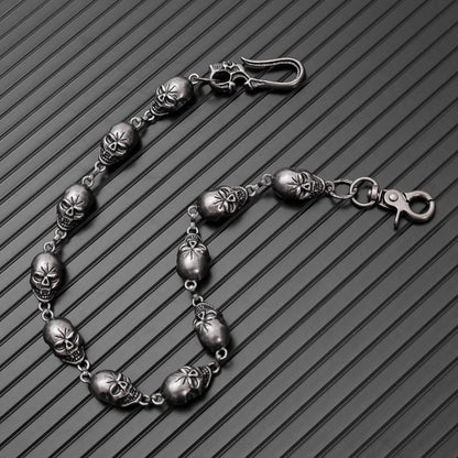 GRIMEX SKULL - Antique Steel 18mm Titanium Steel Skull Heavy Biker Chain for Jeans with Lobster Clasps for Men & Boys - 22 inch - THE MEN THING