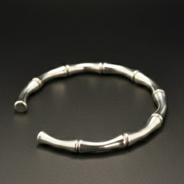 GRIMSPINE - 6mm Pure Stainless Steel Open Bangle Bracelet (Adjustable) for Men & Boys