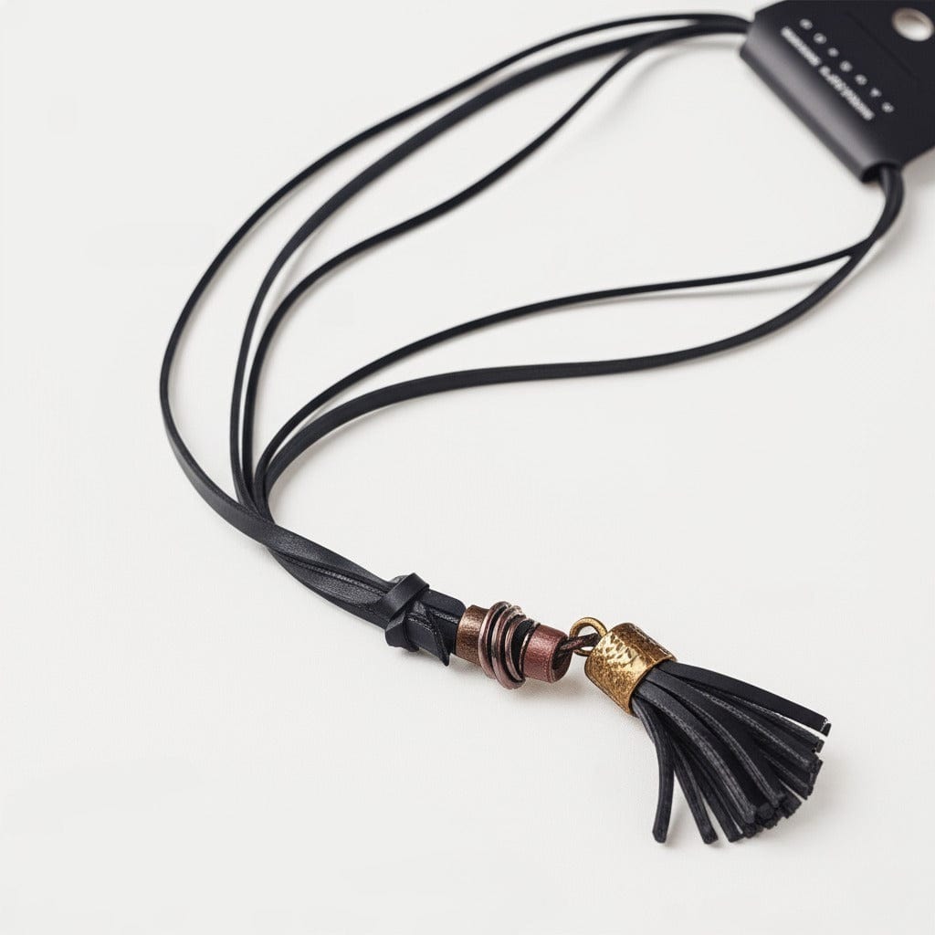 GRIT TASSEL - Leather Necklace for Men -  Adjustable Pure Leather Cord Necklace for Men & Boys - THE MEN THING