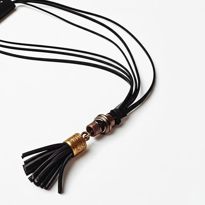 GRIT TASSEL - Leather Necklace for Men -  Adjustable Pure Leather Cord Necklace for Men & Boys - THE MEN THING