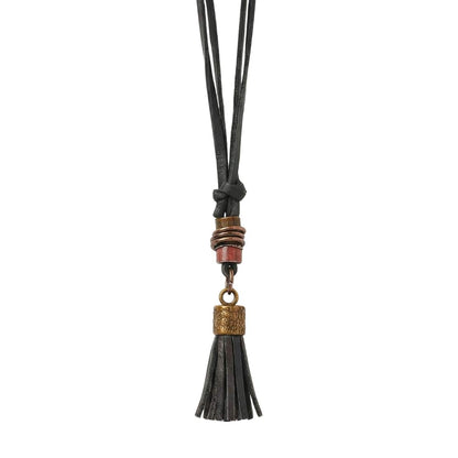 GRIT TASSEL - Leather Necklace for Men -  Adjustable Pure Leather Cord Necklace for Men & Boys - THE MEN THING