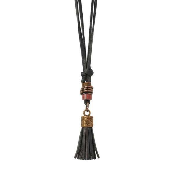 GRIT TASSEL - Leather Necklace for Men -  Adjustable Pure Leather Cord Necklace for Men & Boys