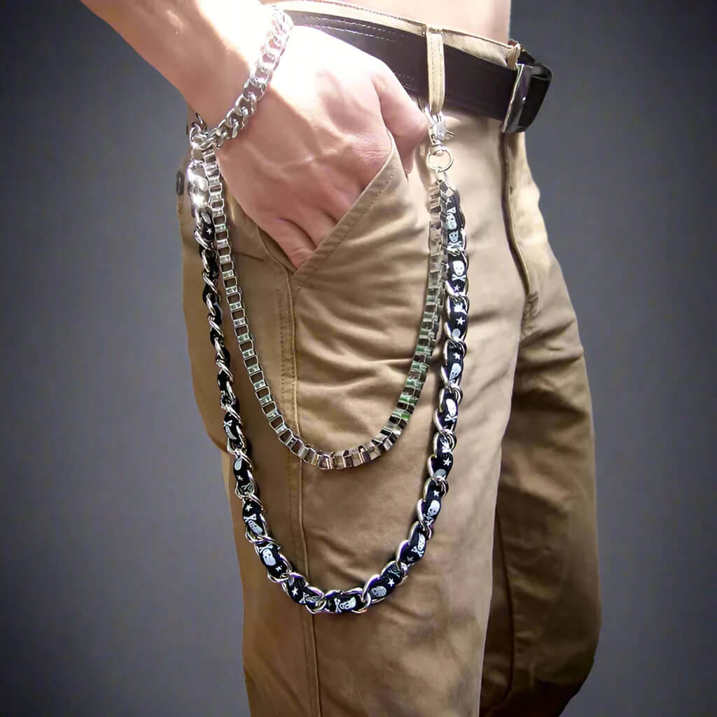 GRIT WAIST CHAIN - Pure Titanium Steel Heavy Duty Long Waist Biker Chain For Jeans with Lobster Clasps for Men & Boys - 38 inch - THE MEN THING