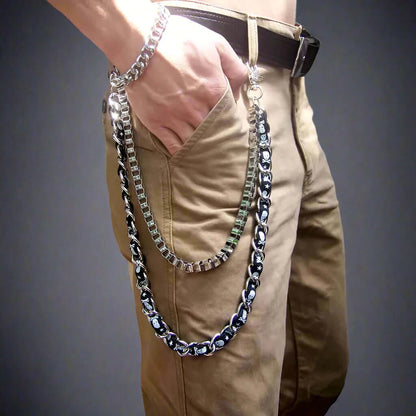 GRIT WAIST CHAIN - Pure Titanium Steel Heavy Duty Long Waist Biker Chain For Jeans with Lobster Clasps for Men & Boys - 38 inch - THE MEN THING